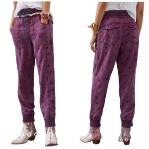 Anthropologie Pilcro The Nomad Embroidered Drawstring Waist Lyocell Joggers Pant